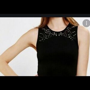 UO Sparkle and Fade Black Crop Top Laser Cut S:Med
